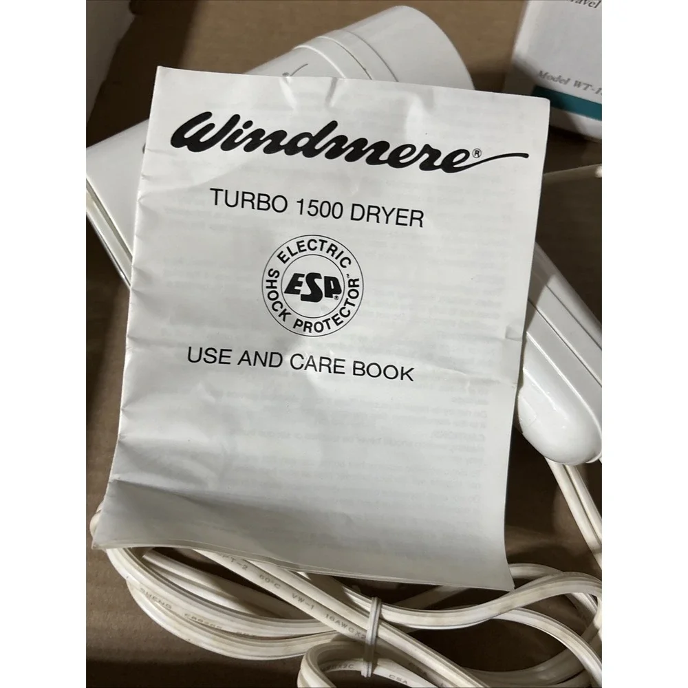 Vintage Windmere Turbo 1500 Hair Dryer Compact Travel Guardian Dual Voltage